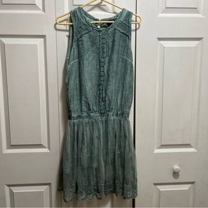 Boho Green Dress w/ Lace